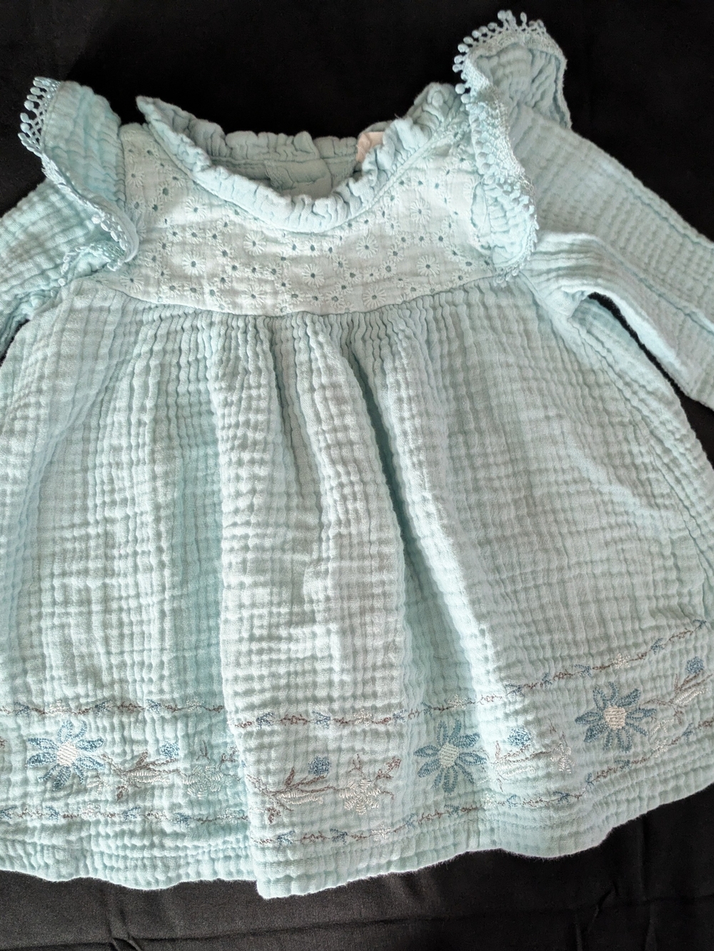 Jessica Simpson Light Blue Textured Long-Sleeve Baby Dress